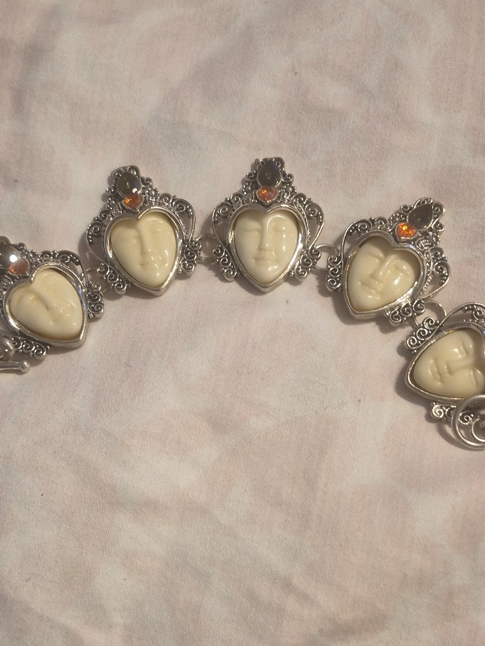 Ivory Face Heart Link Bracelet - Women Jewelry